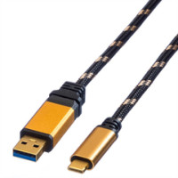 Kabel USB3.1 Gen2 na USB C,   A-C M/M, 1.0m, crno/zlatni